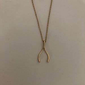 Wishbone Pendant Necklace, 14k gold